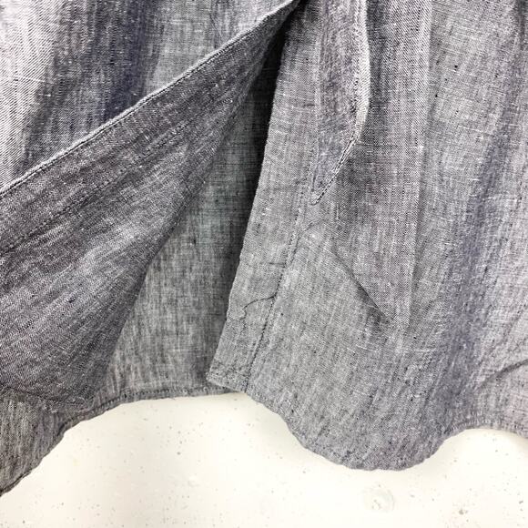 Neiman Marcus Womens Linen Shirtdress Roll Tab Sleeves Blue Mini Size Small - Picture 8 of 11